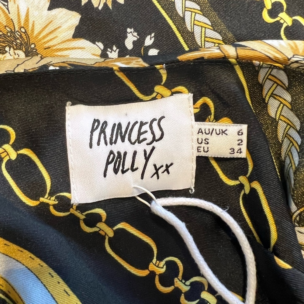 Princess Polly Black and Gold Mini Dress Size 2 - Picture 2 of 7